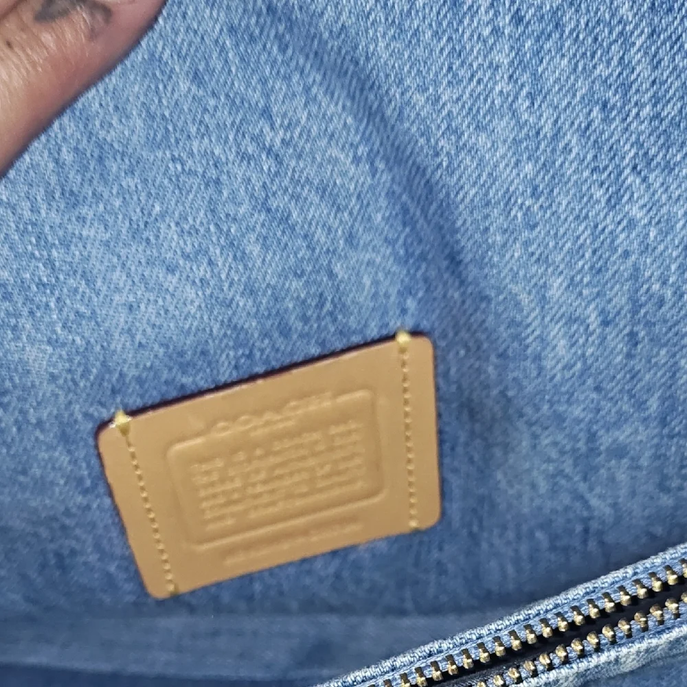 Coach Quilted Denim Shoulder Bag with Gold Chain - Picture 2 of 8